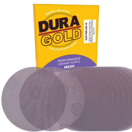 Premium 240 Grit 9" Purple Ceramic Mesh Sanding Discs, Box of 10 - Dustless Hook & Loop Backing Sandpaper for Drywall Power Sander - Long-Lasting Fast Cut Abrasive, Anti-Clog Sanding Screen