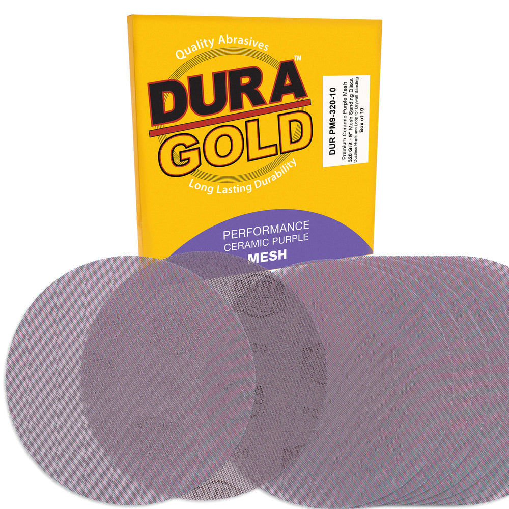 Premium 320 Grit 9" Purple Ceramic Mesh Sanding Discs, Box of 30 - Dustless Hook & Loop Backing Sandpaper for Drywall Power Sander - Long-Lasting Fast Cut Abrasive, Anti-Clog Sanding Screen