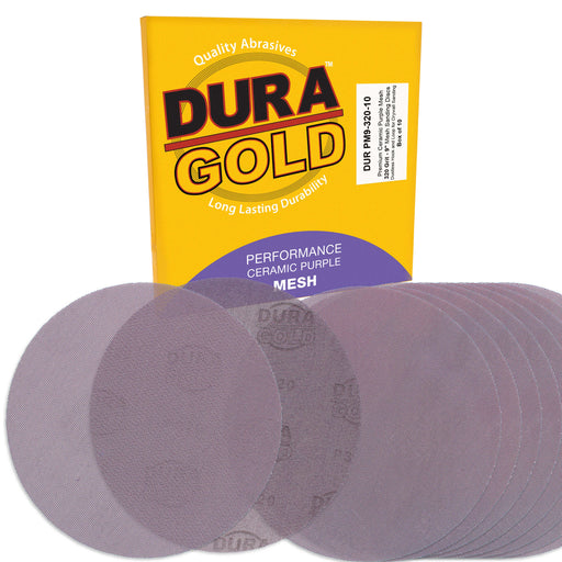 Premium 320 Grit 9" Purple Ceramic Mesh Sanding Discs, Box of 10 - Dustless Hook & Loop Backing Sandpaper for Drywall Power Sander - Long-Lasting Fast Cut Abrasive, Anti-Clog Sanding Screen