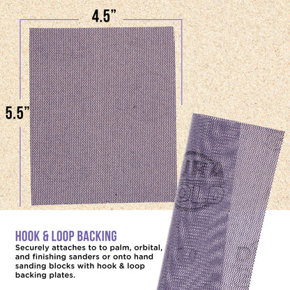 Premium 100 Grit 1/4 Sheet Size Purple Ceramic Mesh Sandpaper, Box of 16 - 4.5" x 5.5" Dustless Hook & Loop Backing, Palm Sanders, Sanding Blocks - Long-Lasting Fast Cut