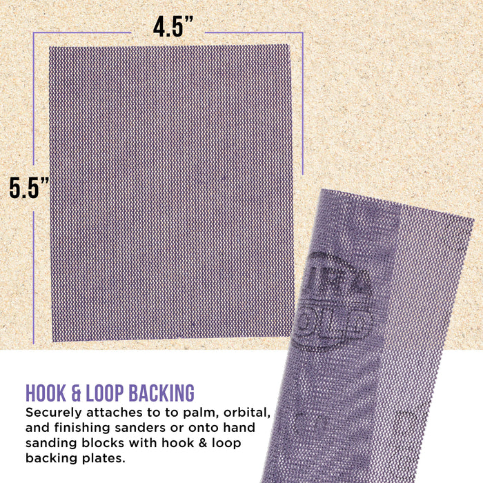 Premium 100 Grit 1/4 Sheet Size Purple Ceramic Mesh Sandpaper, Box of 16 - 4.5" x 5.5" Dustless Hook & Loop Backing, Palm Sanders, Sanding Blocks - Long-Lasting Fast Cut - Woodworking, Auto