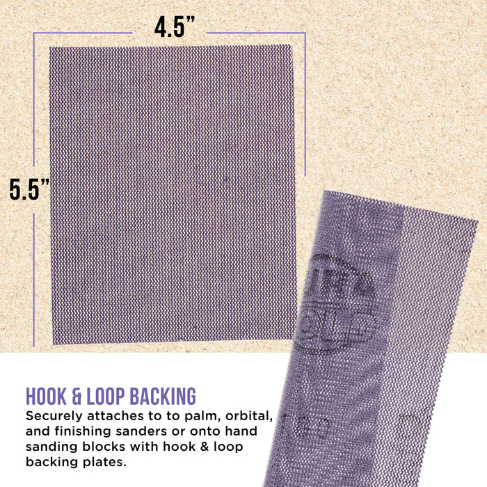 Premium 1/4 Sheet Size Purple Ceramic Mesh Sandpaper, 20 Sheet Variety Pack, Grits 80, 100, 120, 150, 180, 220, 240, 320, 400, 600 - Dustless Hook & Loop Backing, Palm Sanders, Sanding Block