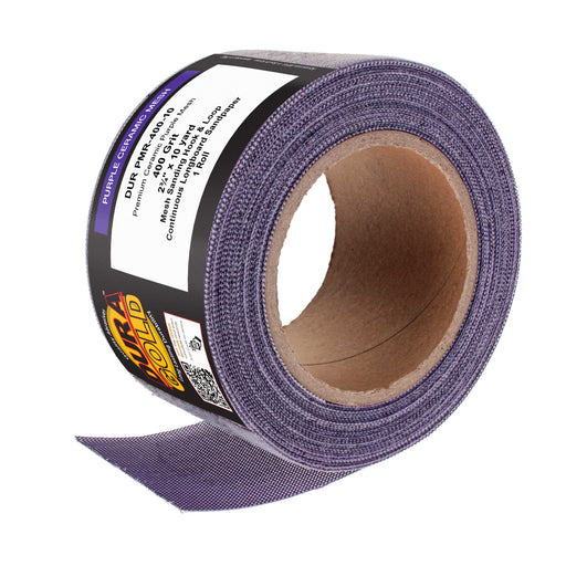 Premium 400 Grit Purple Ceramic Mesh Longboard Sandpaper, 2-3/4" Wide Continuous 10 Yard Roll - Dustless Hook & Loop Backing for Auto & Woodworking Air File Long Board Sanders, Sanding Block