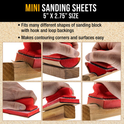 Premium 5" x 2.75" Gold Sandpaper Sheets, 320 Grit (Box of 40) - Hook & Loop Backing, Wood Furniture Woodworking, Auto Paint - For Palm Sanders, Clip-On, Hand Sanding Blocks