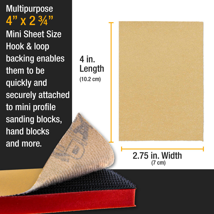 4" x 2.75" Sandpaper Sheets Hook & Loop Variety Pack Box of 40
