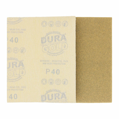 40 Grit - 1/4 Sheet Hook & Loop Sandpaper 5.5" x 4.5" - For Automotive & Wookworking Palm Sanders - Box of 16
