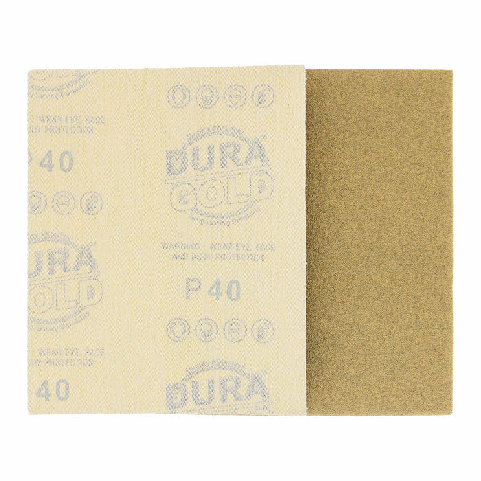 40 Grit - 1/4 Sheet Hook & Loop Sandpaper 5.5" x 4.5" - For Automotive & Wookworking Palm Sanders - Box of 16