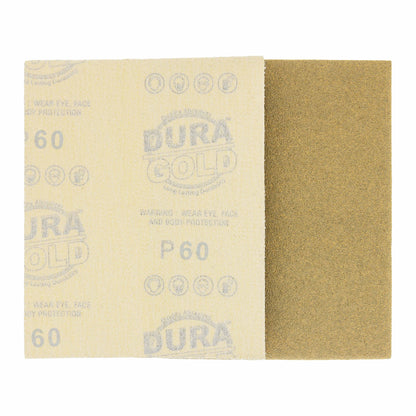 60 Grit - 1/4 Sheet Hook & Loop Sandpaper 5.5" x 4.5" - For Automotive & Wookworking Palm Sanders - Box of 16