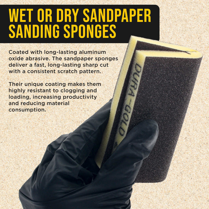 80 Grit Double-Sided Sanding Sponges, Box of 10 - Performance Flex 4.7" x 3.9" Wet or Dry Flexible Softback Sandpaper Sponges, Hand Sanding Abrasive Block Pad - Home, Wood, Metal Auto Paint