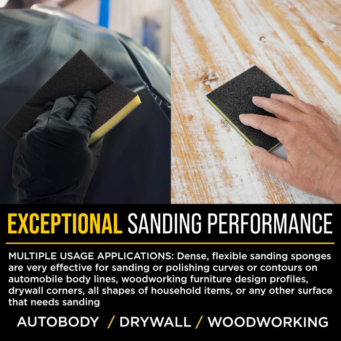 240 Grit Double-Sided Sanding Sponges, Box of 10 - Performance Flex 4.7" x 3.9" Wet or Dry Flexible Softback Sandpaper Sponges, Hand Sanding Abrasive Block Pad - Home, Wood, Metal Auto Paint