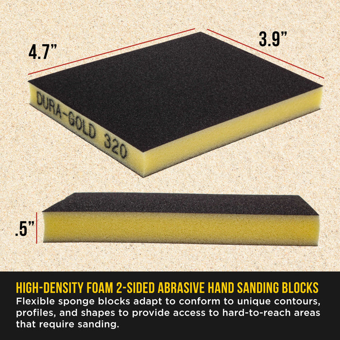 Double-Sided Sanding Sponge Grit Variety Pack, Box of 20, Grits 80, 120, 180, 240, 320 - 4.7" x 3.9" Wet or Dry Flexible Softback Sandpaper Sponges, Hand Sanding Block Pad, Wood Metal Paint