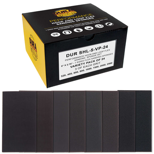 5" x 2-3/4" Sanding Sponge Variety Pack, Box of 24 - Grits 320, 400, 600, 800, 1000, 1500, 2000, 2500 - Hook & Loop Wet or Dry Flexible Sandpaper, Hand Sanding Blocks Polish Metal Auto Paint