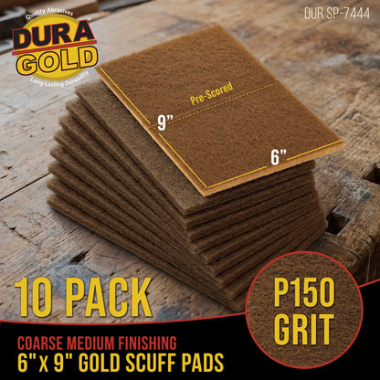 Premium 6" x 9" Gold Coarse Scuff Pads, Box of 10 - Scuffing, Sanding, Paint Primer Prep Adhesion Scratch - Surface Preparation Automotive