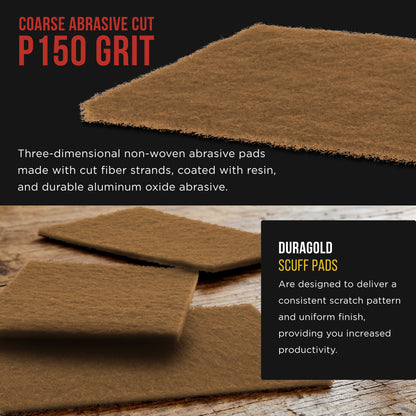 Premium 6" x 9" Gold Coarse Scuff Pads, Box of 10 - Scuffing, Sanding, Paint Primer Prep Adhesion Scratch - Surface Preparation Automotive
