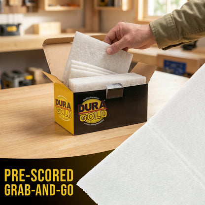 Premium 6" x 9" White Light Duty Scuff Pads, Box of 10 - Scuffing Cleaning Cleansing Surfaces, Preparation, Automotive Woodworking Household