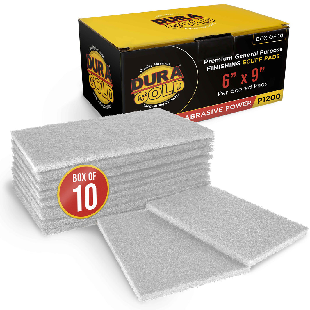 Premium 6" x 9" White Light Duty Scuff Pads, Box of 10 - Scuffing Cleaning Cleansing Surfaces, Preparation, Automotive Woodworking Household