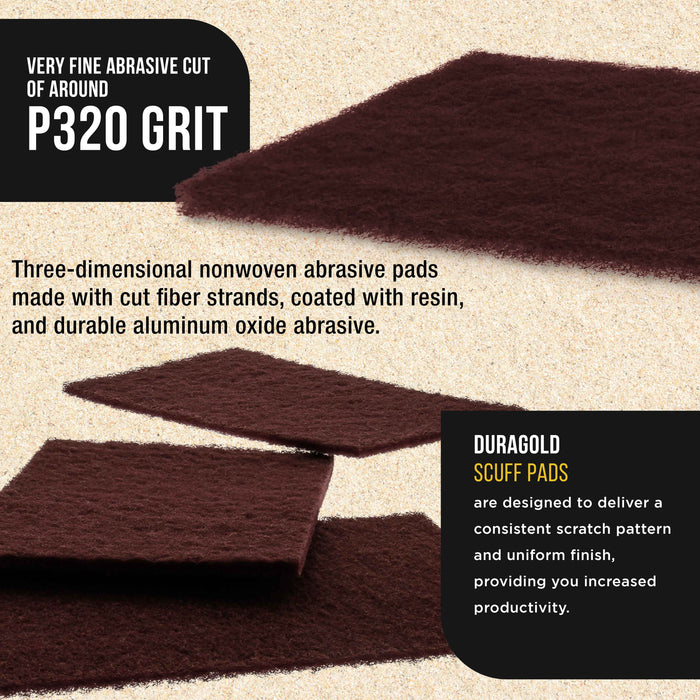 Dura-Gold Premium 6" x 9" Maroon General Purpose Scuff Pads, Box of 10 - Scuffing, Sanding, Surface Adhesion Preparation Paint Primer Auto Autobody