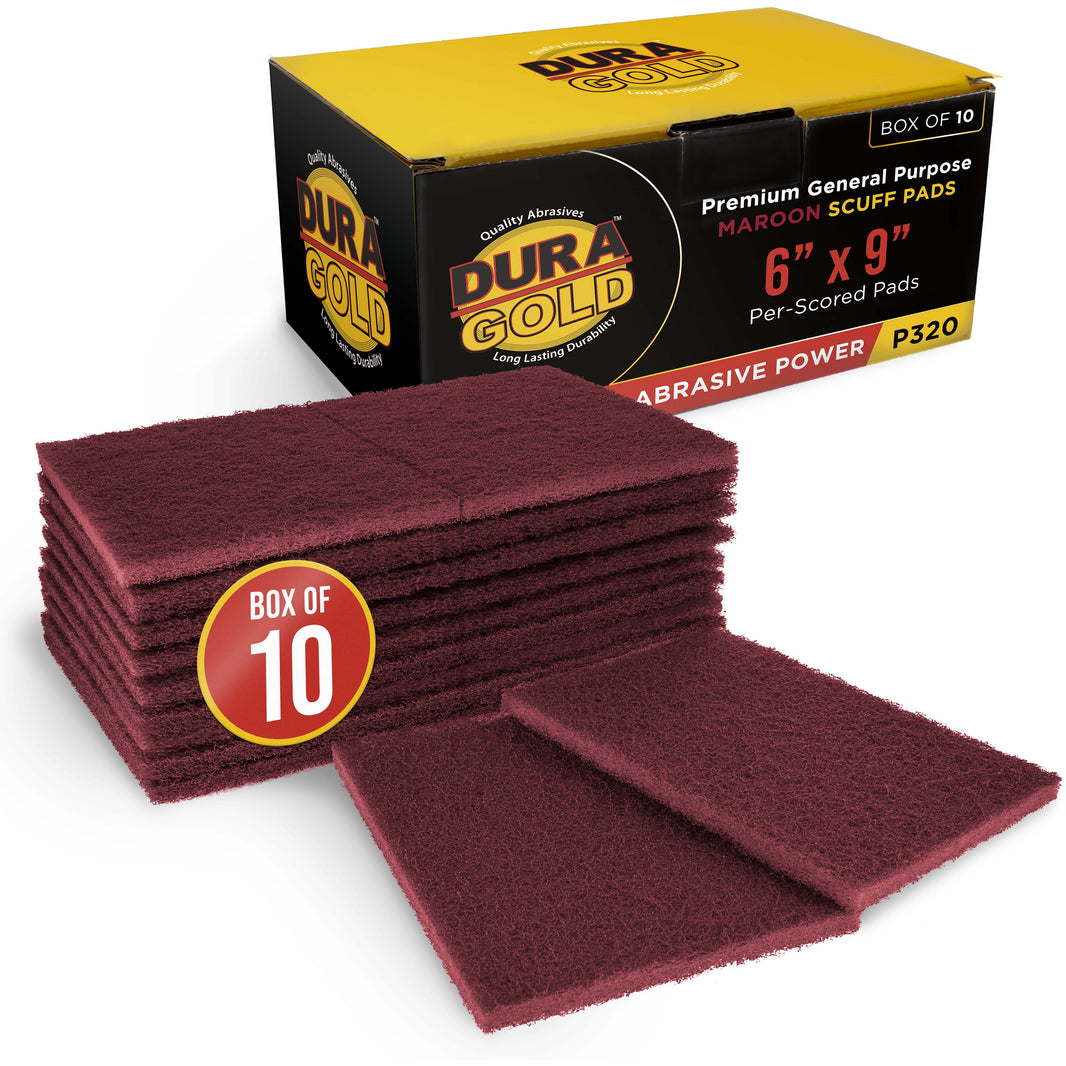 Premium 6" x 9" Maroon General Purpose Scuff Pads, Box of 10 - Scuffing, Sanding, Surface Adhesion Preparation Paint Primer Auto Autobody