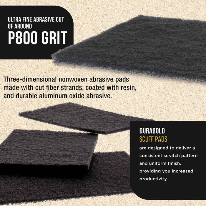 Dura-Gold Premium 6" x 9" Gray Ultra Fine Scuff Pads, Box of 10 - Final Scuffing Sanding, Cleaning, Paint Color Blend Surface Adhesion Paint Prep Auto