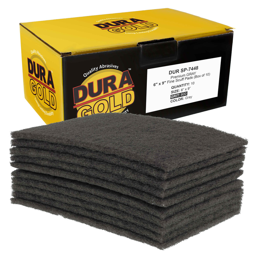 Dura-Gold Premium 6" x 9" Gray Ultra Fine Scuff Pads, Box of 10 - Final Scuffing Sanding, Cleaning, Paint Color Blend Surface Adhesion Paint Prep Auto