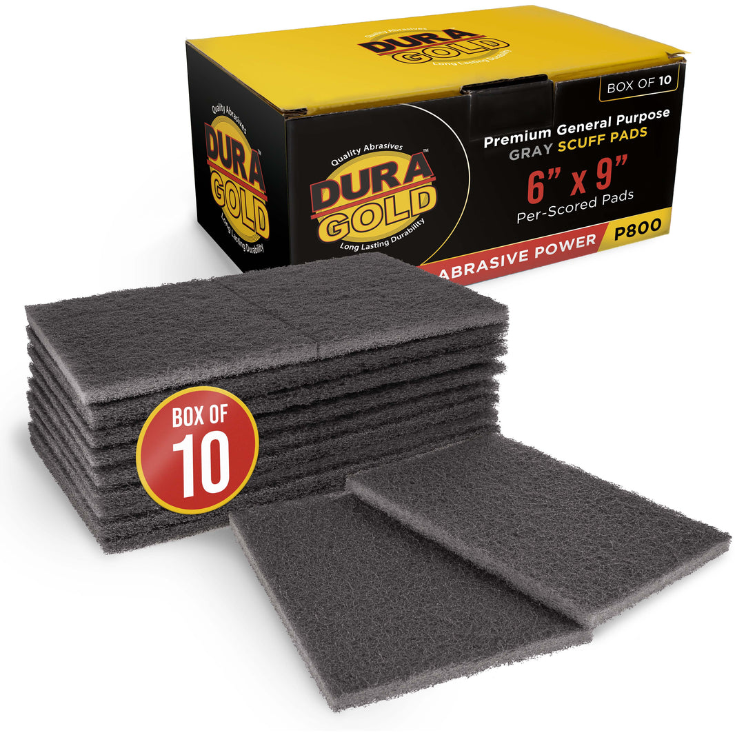 Dura-Gold Premium 6" x 9" Gray Ultra Fine Scuff Pads, Box of 10 - Final Scuffing Sanding, Cleaning, Paint Color Blend Surface Adhesion Paint Prep Auto