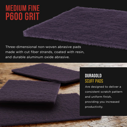 Premium 6" x 9" Purple Medium Fine Scuff Pads, Box of 10 - Scuffing, Sanding, Cleaning, Auto Paint Color Blend Surface Adhesion Preparation