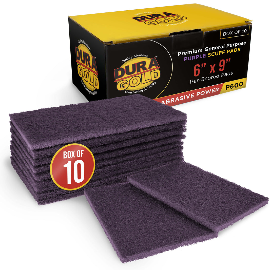 Premium 6" x 9" Purple Medium Fine Scuff Pads, Box of 10 - Scuffing, Sanding, Cleaning, Auto Paint Color Blend Surface Adhesion Preparation