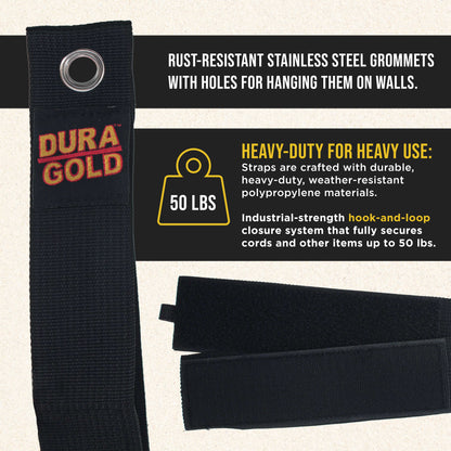 Heavy Duty Extension Cord Organizer Strap Wraps, 6 Pack - Storage Strap Holder for Cords, Hoses, Rope, Cables, Tools - Garage Wall Hanger