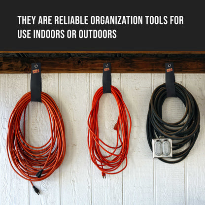 Heavy Duty Extension Cord Organizer Strap Wraps, 6 Pack - Storage Strap Holder for Cords, Hoses, Rope, Cables, Tools - Garage Wall Hanger