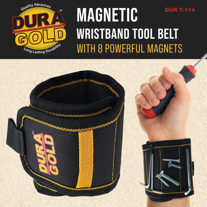 Dura-Gold Magnetic Wristband Tool Belt - Nylon Wrist Strap, Powerful Magnets for Holding Fasteners, Screws, Nails, Nuts, Bolts, Drill Bits, DIY Gadget