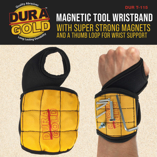 Dura-Gold Magnetic Wristband with Super Strong Magnets - Wrist Support Tool Belt that Holds Fasteners, Nails, Screws, Drill Bits - Mechanic, Handyman