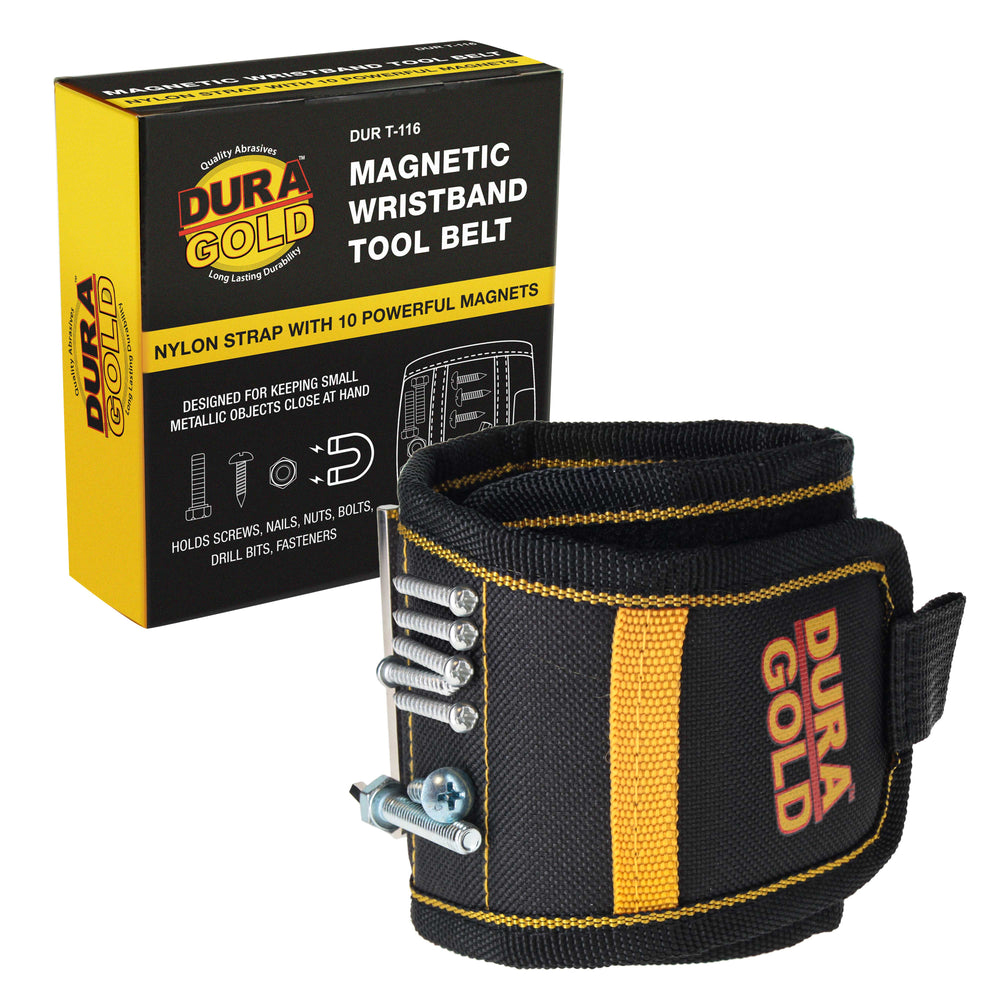 Dura-Gold Magnetic Wristband Tool Belt - Nylon Wrist Strap, Powerful Magnets for Holding Fasteners, Screws, Nails, Nuts, Bolts, Drill Bits, DIY Gadget