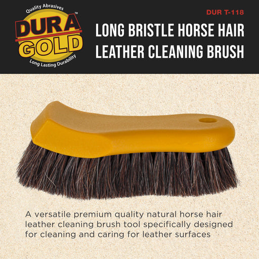 Dura-Gold Long Bristle Horse Hair Leather Cleaning Brush - Scrub Clean Car Interior Upholstery, Seats - Auto Detailing, Remove Stains