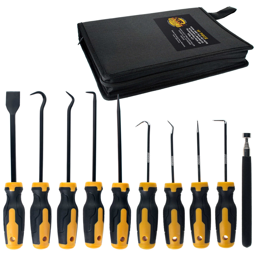 10-Piece Hook and Pick Set with Scraper & Magnetic Telescoping Pick Up Tool Kit - Precision Puller Hooks 45, 90, 135 Degree Angles