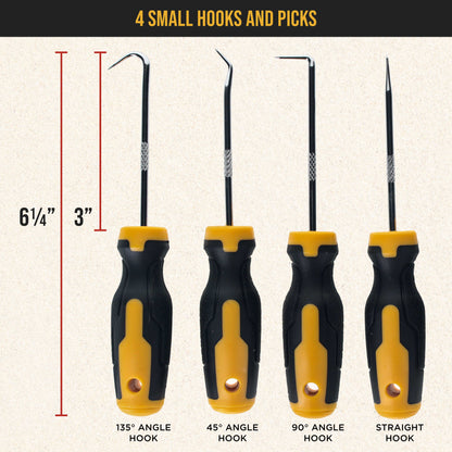 10-Piece Hook and Pick Set with Scraper & Magnetic Telescoping Pick Up Tool Kit - Precision Puller Hooks 45, 90, 135 Degree Angles