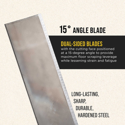 Replacement 8-inch Floor Razor Scraper Blades, Pack of 5 - Sharp, Durable, Hardened Steel Razors, Removal of Floor Covering, Tile, Vinyl