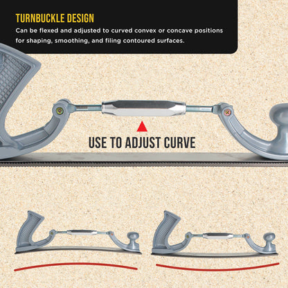Adjustable Flexible Body File Holder with 14" Double-Sided Bastard File Blade, 9 Teeth Per Inch - Shape and File Contoured Surfaces