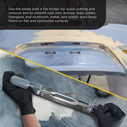 Adjustable Flexible Body File Holder with 14" Double-Sided Bastard File Blade, 9 Teeth Per Inch - Shape and File Contoured Surfaces