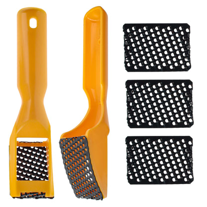 2-1/2" Shaver Blade Holder with Handles, Includes 5 Total Standard Cut Replacement Blades - Steel Rasp, Cheesegrater, Auto Body Filler