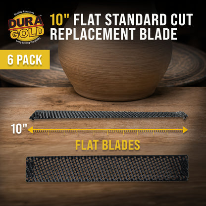 10-Inch Flat Standard Cut Replacement Blade, Pack of 6 - Steel Shaver Cheesegrater Rasp for Auto Body Filler, Car Dent Repairs