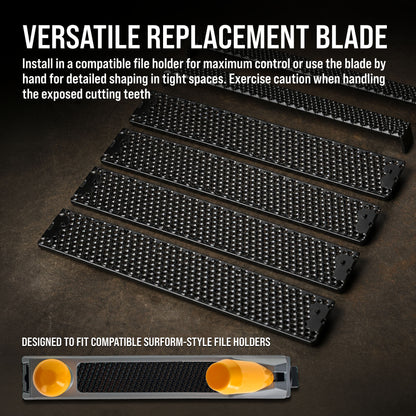 10-Inch Flat Standard Cut Replacement Blade, Pack of 6 - Steel Shaver Cheesegrater Rasp for Auto Body Filler, Car Dent Repairs