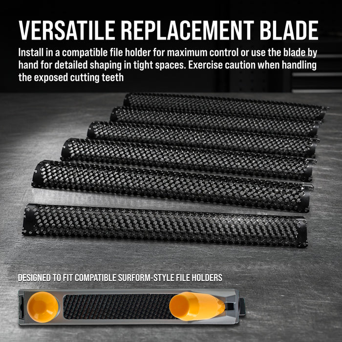 Dura-Gold 10-Inch Half Round Standard Cut Replacement Blade, Pack of 6 - Steel Shaver Cheesegrater Rasp for Auto Body Filler, Dent Repairs