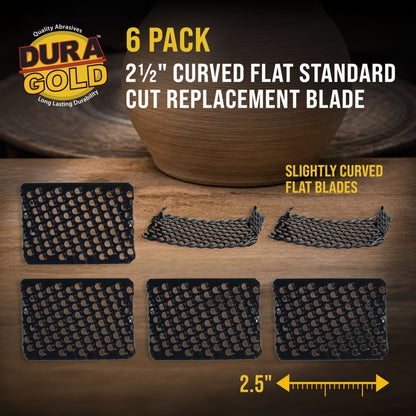 2-1/2" Flat Standard Cut Replacement Blade, Pack of 6 - Steel Shaver Rasp Block Plane, Cheesegrater, Auto Body Filler