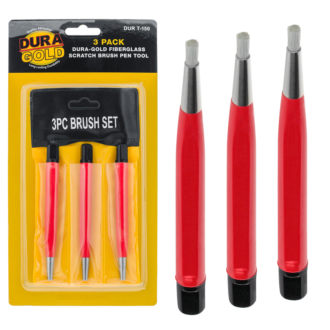 Fiberglass Spot Scratch Brush Pen Tool, Pack of 3 - Clean, Sand, Scuff Surfaces, Remove Rust & Corrosion, Prep Sanding Auto Paint Scratches