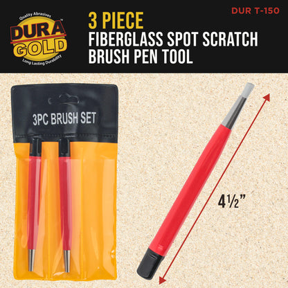 Fiberglass Spot Scratch Brush Pen Tool, Pack of 3 - Clean, Sand, Scuff Surfaces, Remove Rust & Corrosion, Prep Sanding Auto Paint Scratches