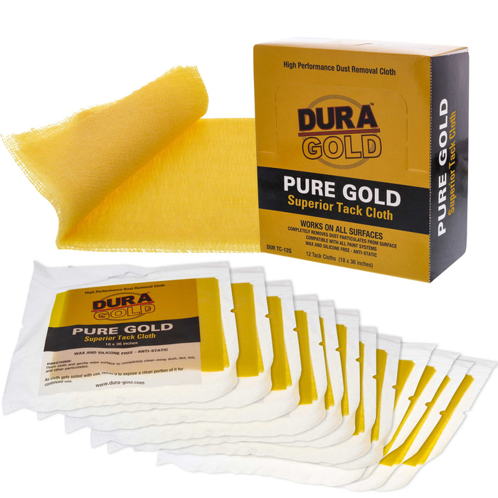 Dura-Gold - Pure Gold Superior Tack Cloths - Tack Rags (Case of 144) - Woodworking and Painters Professional Grade - Removes Dust, Cleans Surfaces