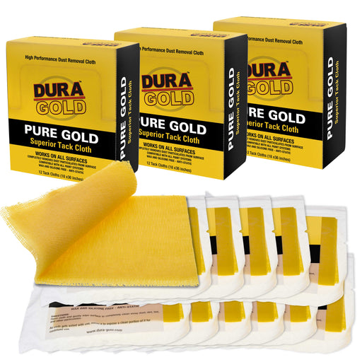 Pure Gold Superior Tack Cloths - Tack Rags (Box of 36) - Woodworking and Painters Professional Grade - Removes Dust, Sanding Particles, Cleans Surfaces - Wax and Silicone Free, Anti-Static