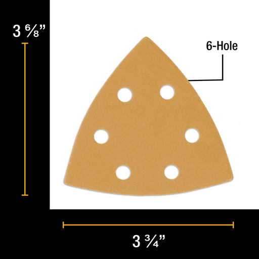 Triangle Mouse Sanding Sheets - 100 Grit (Box of 16) - 6 Hole Pattern Hook & Loop Triangular Shaped Discs - Aluminum Oxide Sandpaper