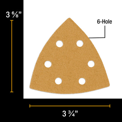 Triangle Mouse Sanding 24 Sheets Variety Pack, 4 Each 60, 80, 120, 180 240 320 Grit, 6 Hole Pattern Hook & Loop Triangular Sandpaper