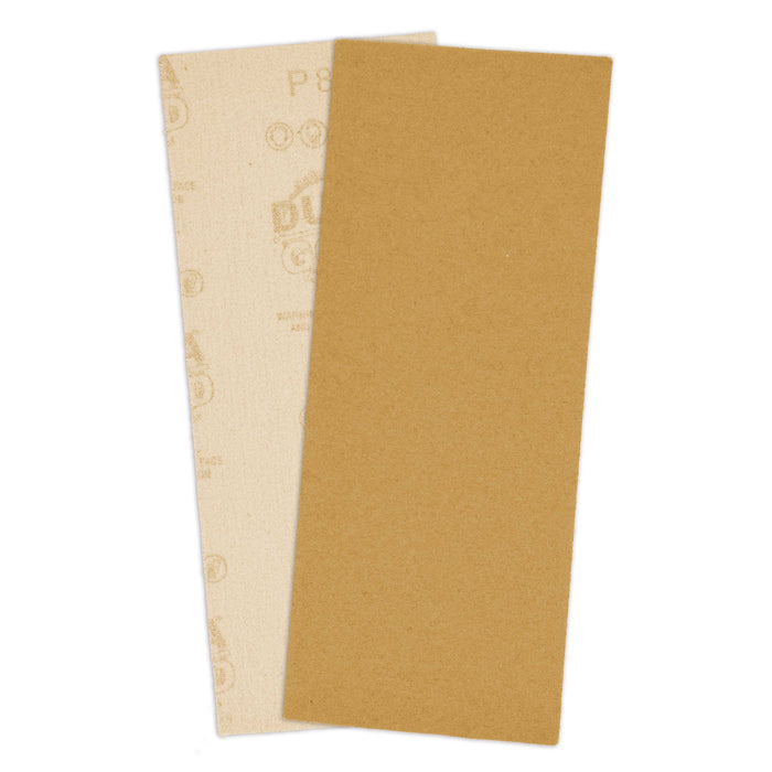 80 Grit - 1/3 Sheet Size Wood Workers Gold, 3-2/3" x 9" with Hook & Loop Backing - Box of 8 Sheets - Jitterbug Sander